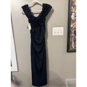 Abercrombie & Fitch Black NWT SM Sleeveless Ruched Maxi Formal Dress Slit Soft